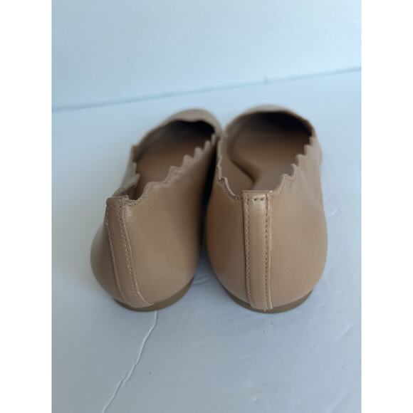 Copper Key Lovely Leather Beige Tan Scalloped Edge Ballet Flat Comfort Shoes 8 - Picture 4 of 8